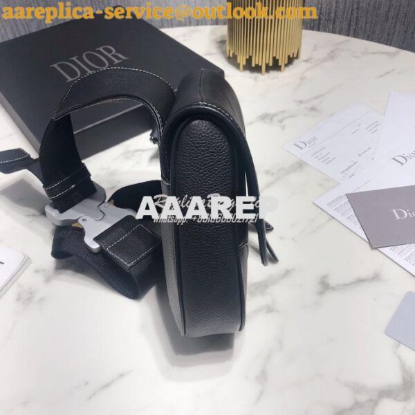 Replica Dior Saddle Bag Black with White Stitching Grained Calfskin 1A 10