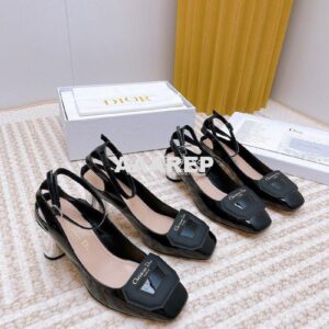 Replica Dior Day Slingback Pump Patent Calfskin KDB828 Black