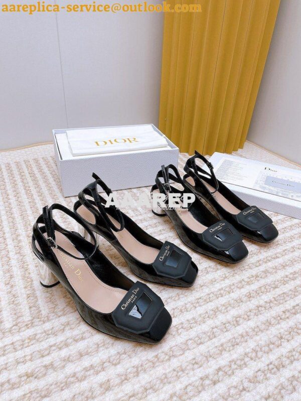 Replica Dior Day Slingback Pump Patent Calfskin KDB828 Black 3