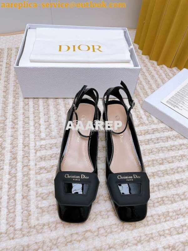 Replica Dior Day Slingback Pump Patent Calfskin KDB828 Black 4