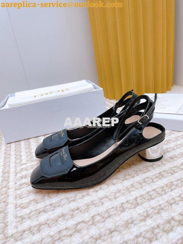 Replica Dior Day Slingback Pump Patent Calfskin KDB828 Black 6