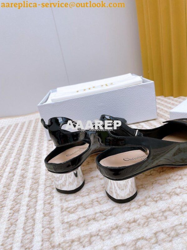 Replica Dior Day Slingback Pump Patent Calfskin KDB828 Black 8