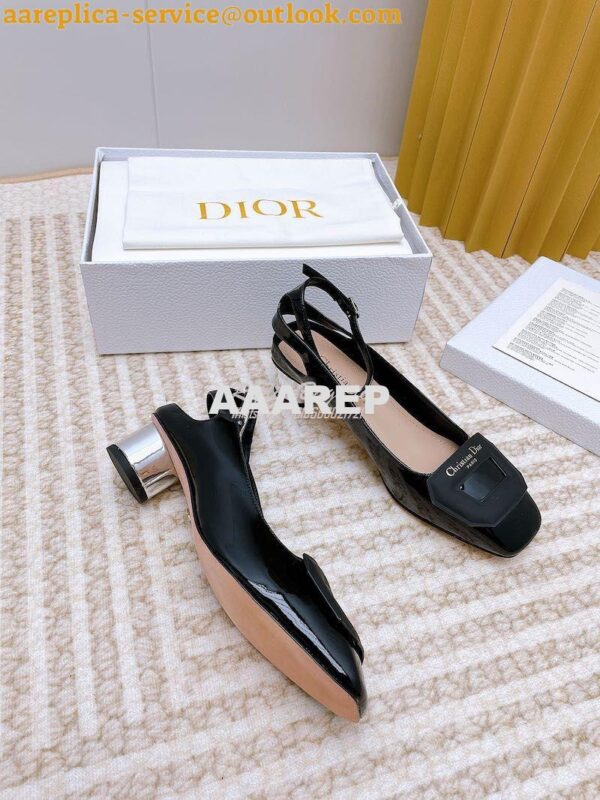 Replica Dior Day Slingback Pump Patent Calfskin KDB828 Black 9