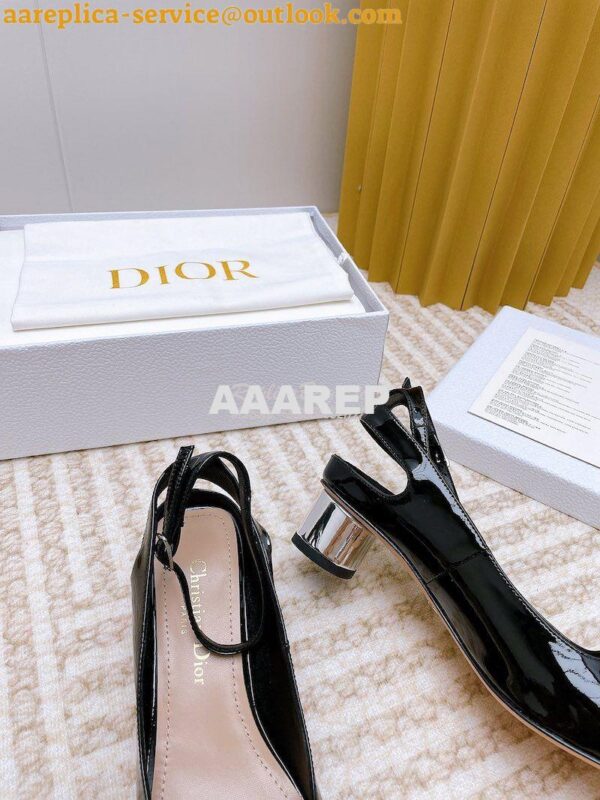 Replica Dior Day Slingback Pump Patent Calfskin KDB828 Black 10