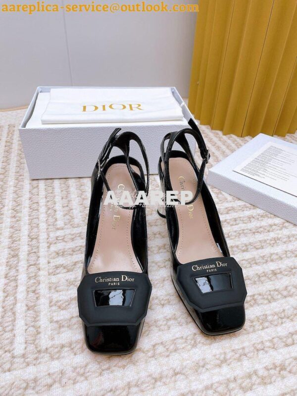 Replica Dior Day Slingback Pump Patent Calfskin KDB828 Black 12