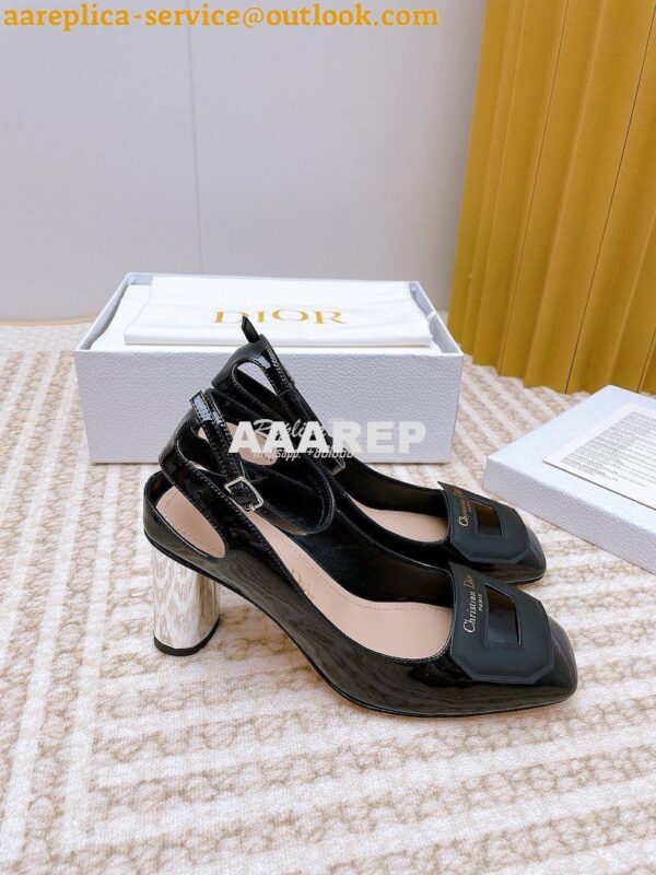 Replica Dior Day Slingback Pump Patent Calfskin KDB828 Black 13