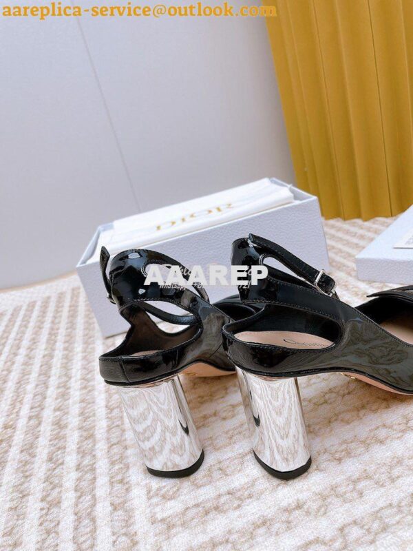 Replica Dior Day Slingback Pump Patent Calfskin KDB828 Black 16