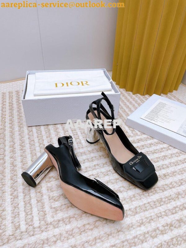 Replica Dior Day Slingback Pump Patent Calfskin KDB828 Black 17