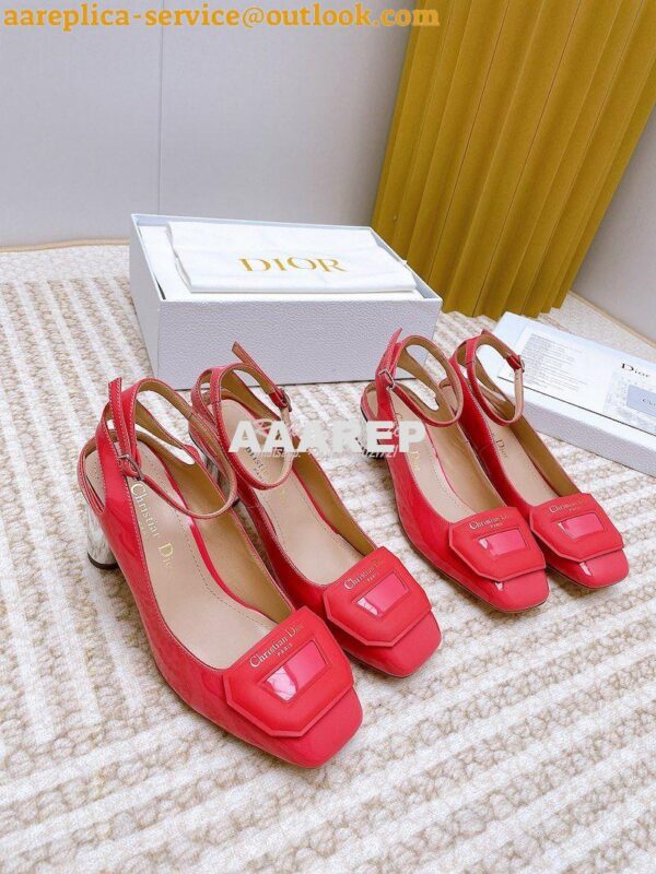 Replica Dior Day Slingback Pump Patent Calfskin KDB828 Indy Pink 3