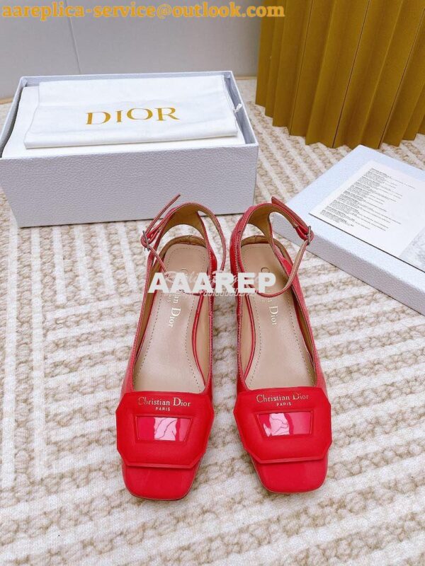 Replica Dior Day Slingback Pump Patent Calfskin KDB828 Indy Pink 4