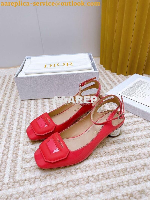 Replica Dior Day Slingback Pump Patent Calfskin KDB828 Indy Pink 5