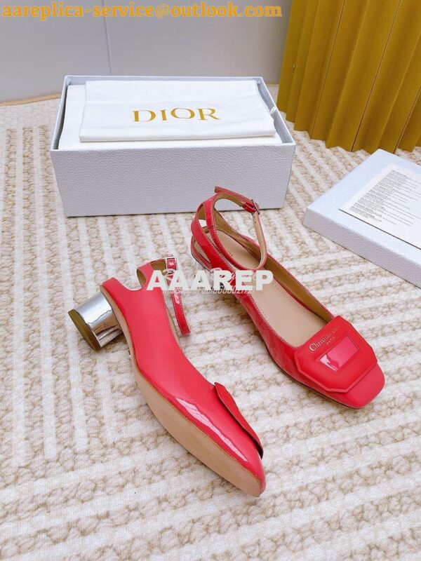 Replica Dior Day Slingback Pump Patent Calfskin KDB828 Indy Pink 7