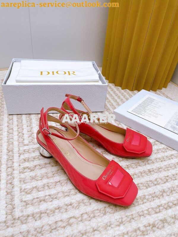 Replica Dior Day Slingback Pump Patent Calfskin KDB828 Indy Pink 8