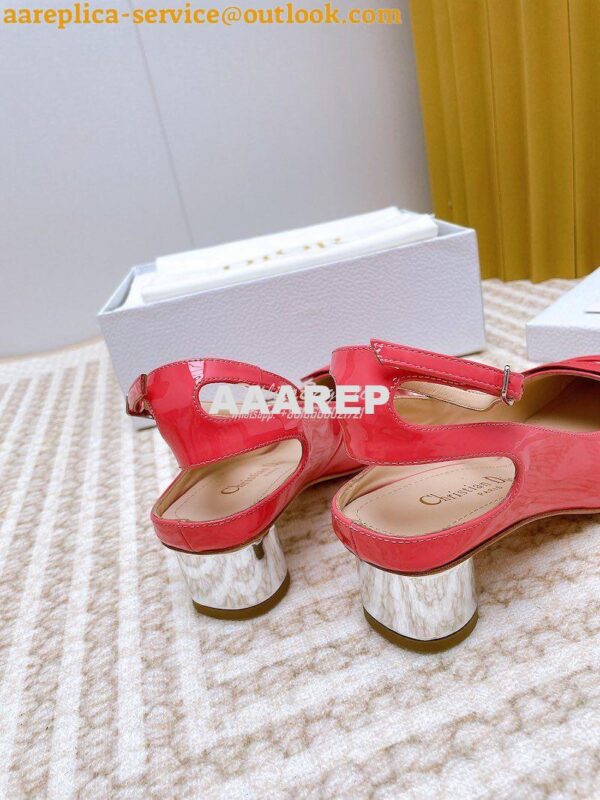 Replica Dior Day Slingback Pump Patent Calfskin KDB828 Indy Pink 9