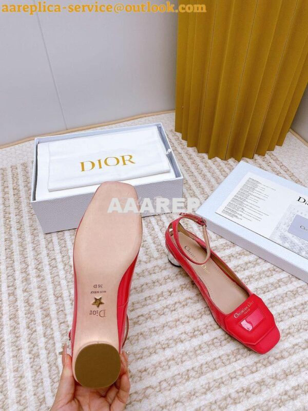 Replica Dior Day Slingback Pump Patent Calfskin KDB828 Indy Pink 10