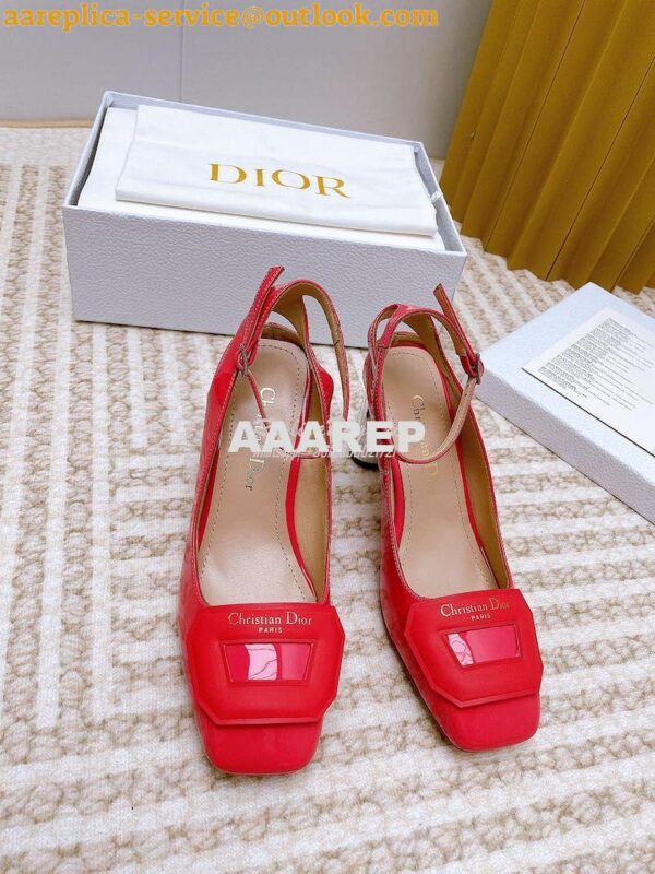 Replica Dior Day Slingback Pump Patent Calfskin KDB828 Indy Pink 11