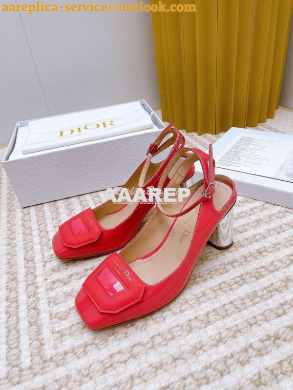 Replica Dior Day Slingback Pump Patent Calfskin KDB828 Indy Pink 12