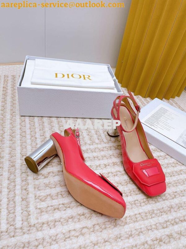 Replica Dior Day Slingback Pump Patent Calfskin KDB828 Indy Pink 13