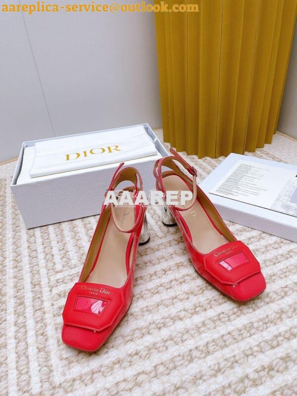 Replica Dior Day Slingback Pump Patent Calfskin KDB828 Indy Pink 14