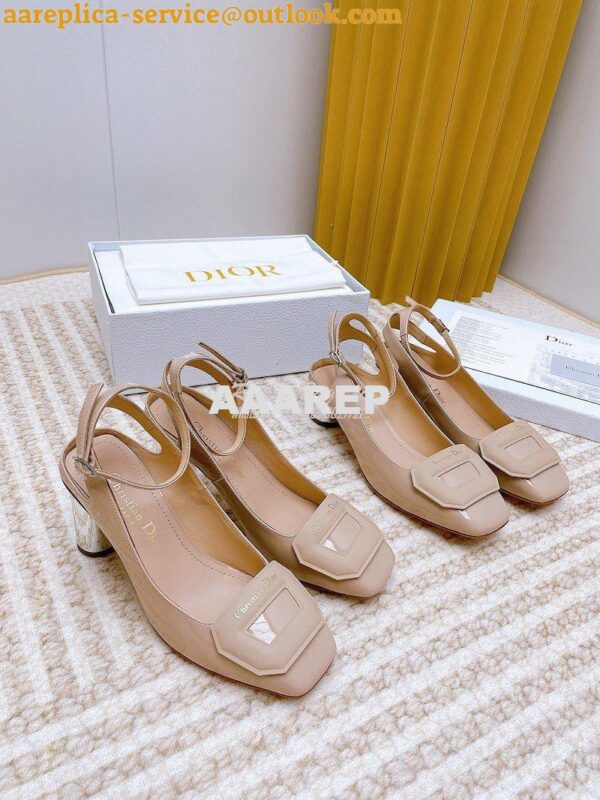 Replica Dior Day Slingback Pump Patent Calfskin KDB828 Nude 3