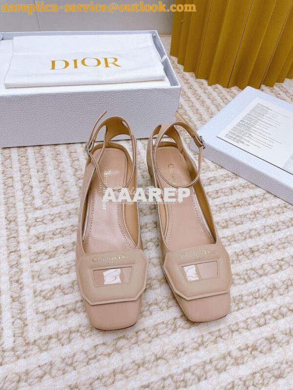 Replica Dior Day Slingback Pump Patent Calfskin KDB828 Nude 4