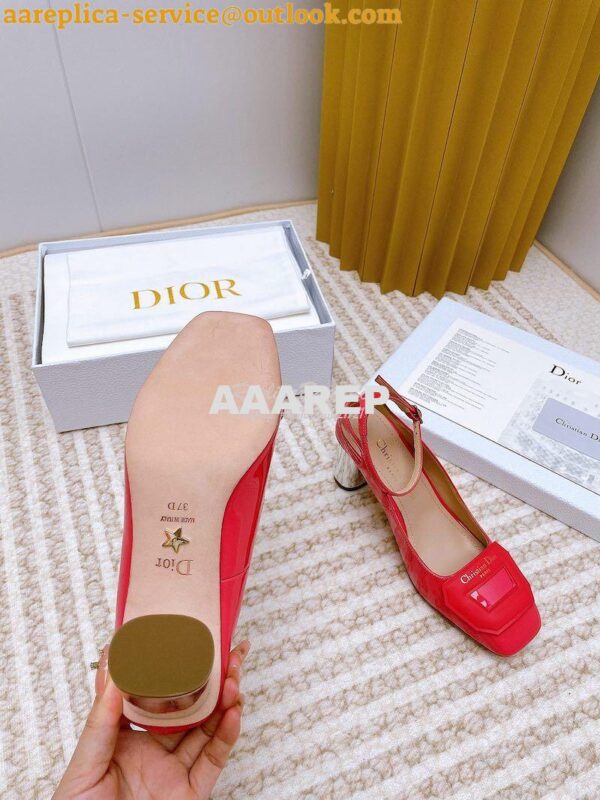 Replica Dior Day Slingback Pump Patent Calfskin KDB828 Indy Pink 18