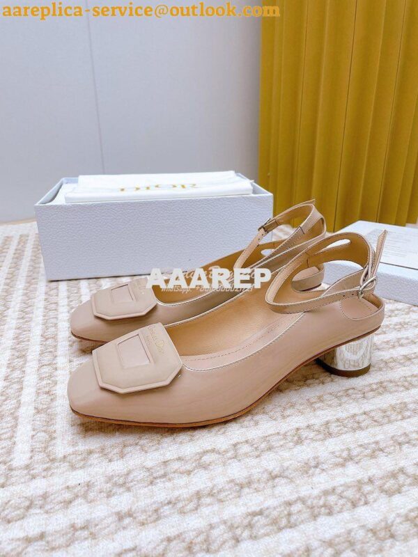 Replica Dior Day Slingback Pump Patent Calfskin KDB828 Nude 5