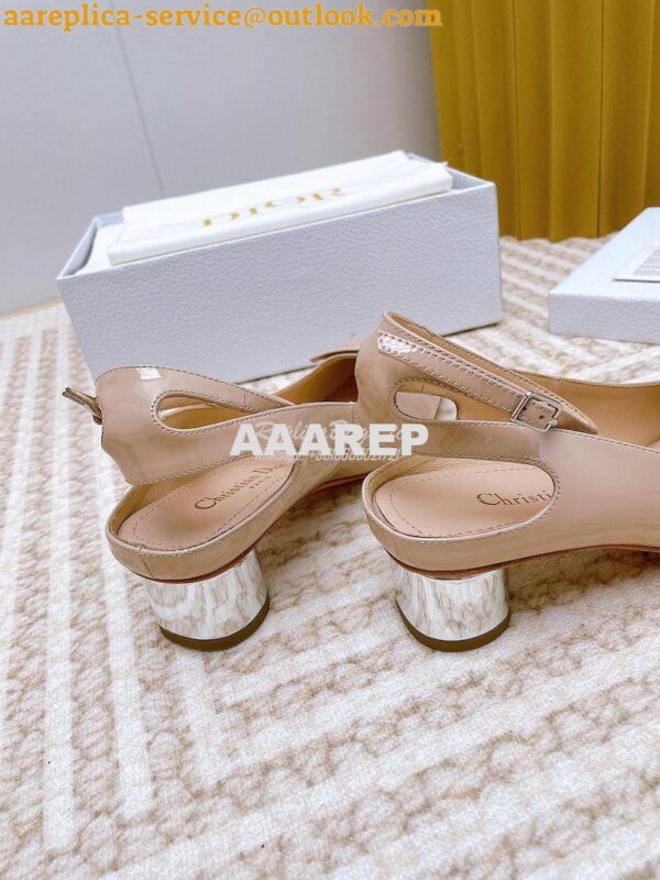 Replica Dior Day Slingback Pump Patent Calfskin KDB828 Nude 7