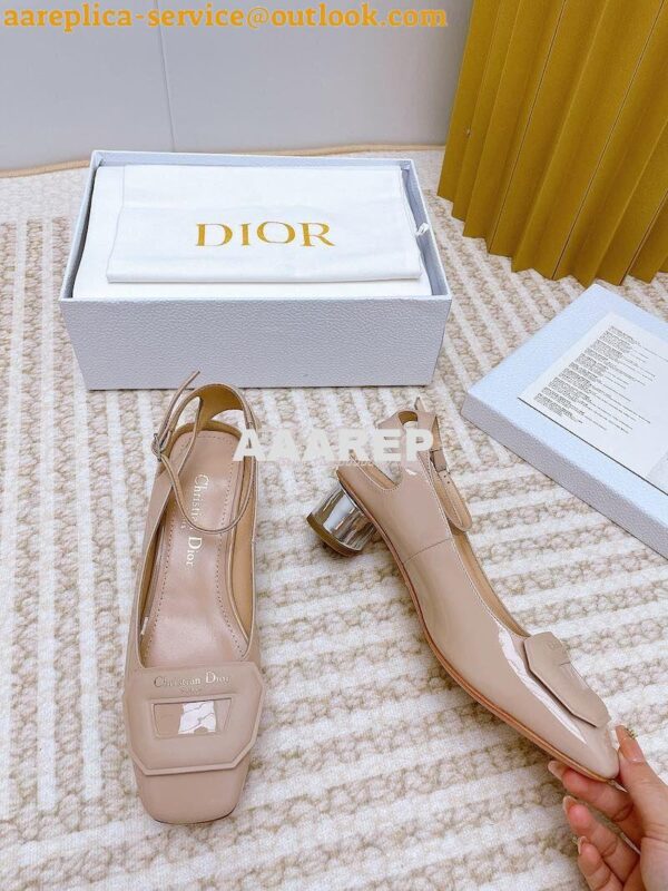 Replica Dior Day Slingback Pump Patent Calfskin KDB828 Nude 8