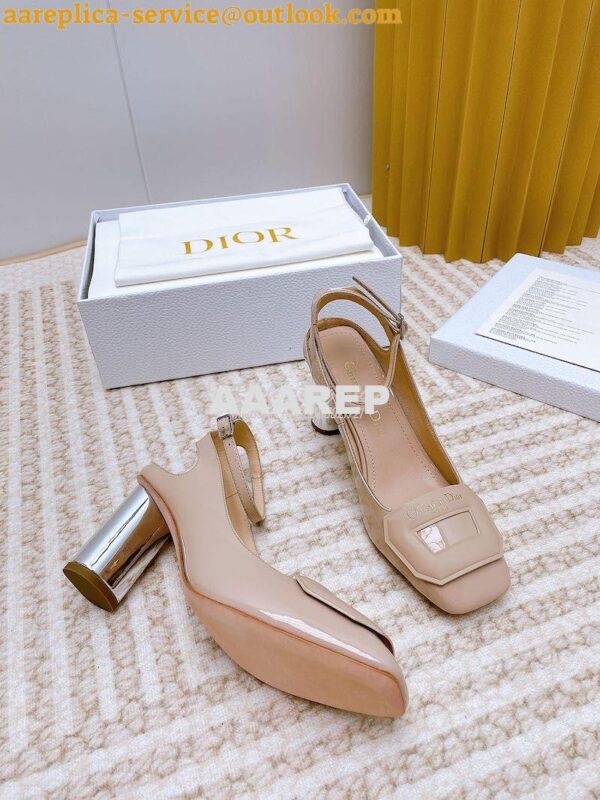 Replica Dior Day Slingback Pump Patent Calfskin KDB828 Nude 12