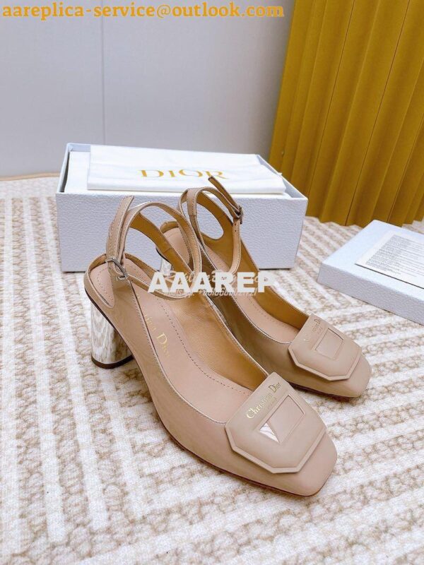 Replica Dior Day Slingback Pump Patent Calfskin KDB828 Nude 13