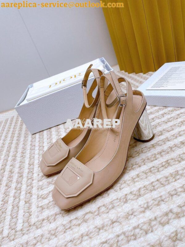 Replica Dior Day Slingback Pump Patent Calfskin KDB828 Nude 14