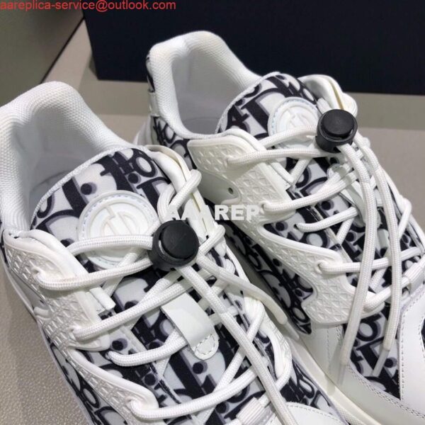 Replica Dior Men's Women‘s D-CONNECT Sneaker Dior Printed Technical Fabric KCK302 Navy Blue and White 8