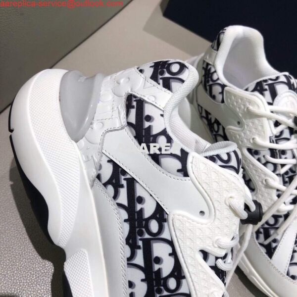 Replica Dior Men's Women‘s D-CONNECT Sneaker Dior Printed Technical Fabric KCK302 Navy Blue and White 9