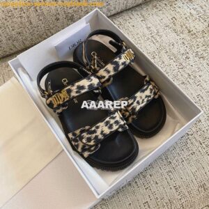 Replica Dior DiorAct Sandals Beige Multicolor Mizza Printed Technical