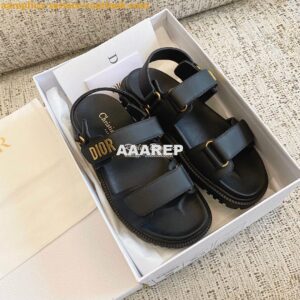 Replica Dior DiorAct Sandals Black Lambskin KCQ547