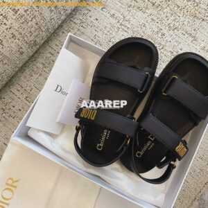 Replica Dior DiorAct Sandals Black Lambskin KCQ547 2