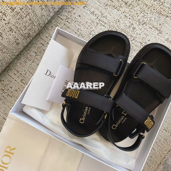 Replica Dior DiorAct Sandals Black Lambskin KCQ547 4