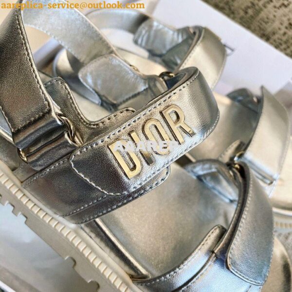 Replica Dior DiorAct Sandals Silver-Tone Shiny Laminated Calfskin KCQ5 7