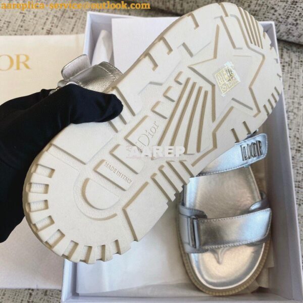 Replica Dior DiorAct Sandals Silver-Tone Shiny Laminated Calfskin KCQ5 11