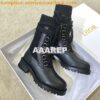 Replica Dior DiorLand Lace-up Boot Black Calfskin and White Cotton KCI 2