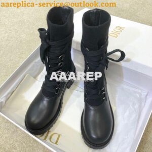 Replica Dior DiorLand Lace-up Boot Black Calfskin and Black Cotton KCI 2