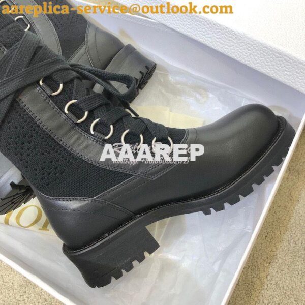 Replica Dior DiorLand Lace-up Boot Black Calfskin and Black Cotton KCI 8