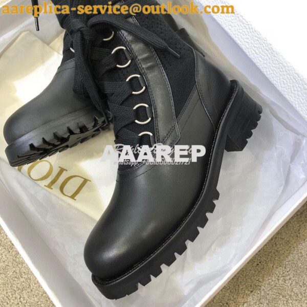 Replica Dior DiorLand Lace-up Boot Black Calfskin and Black Cotton KCI 9