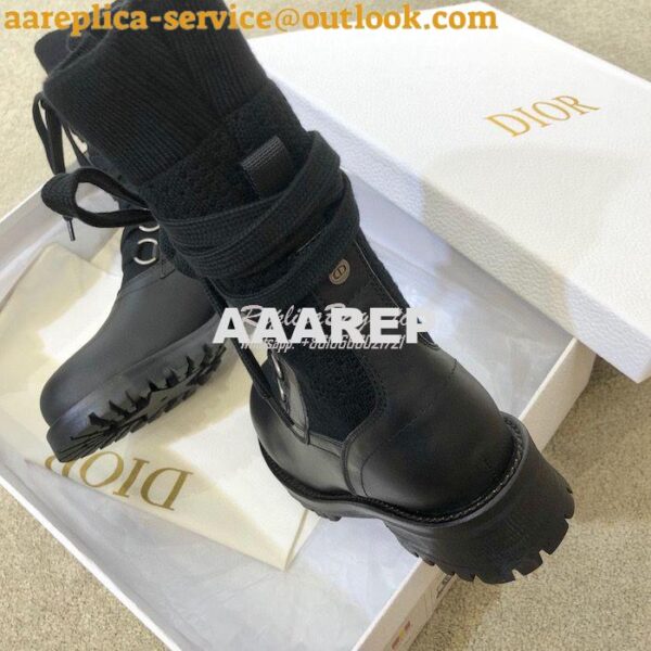 Replica Dior DiorLand Lace-up Boot Black Calfskin and Black Cotton KCI 11