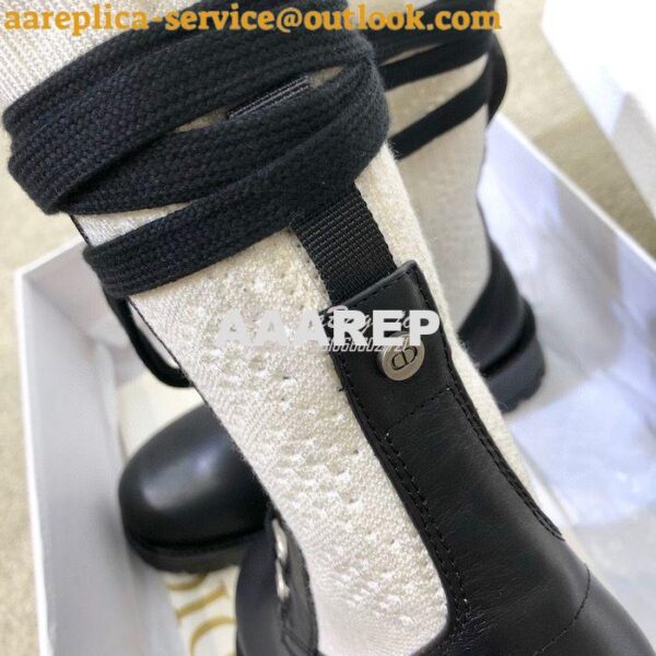 Replica Dior DiorLand Lace-up Boot Black Calfskin and White Cotton KCI 9