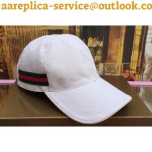 Replica Gucci 200035 Original GG canvas baseball hat with Green/Red Web In White/Silver