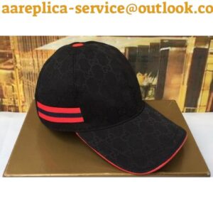 Replica Gucci 200035 Original GG canvas baseball hat with Red/Blue Web In Black