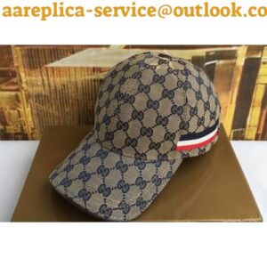 Replica Gucci 200035 Original GG canvas baseball hat with Web In Beige/Black