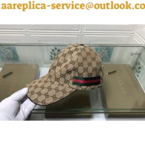 Replica Gucci 200035 Original GG canvas baseball hat with Web In Beige/ebony